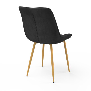 Chaises Melinda en velours gris foncé et pieds dorés - lot de 4