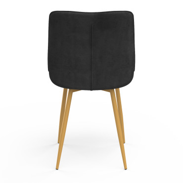Chaises Melinda en velours gris foncé et pieds dorés - lot de 4