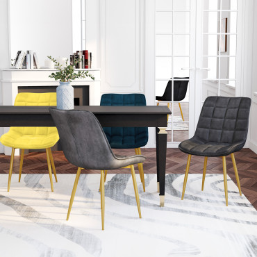 Chaises Melinda en velours mix de couleurs (bleu