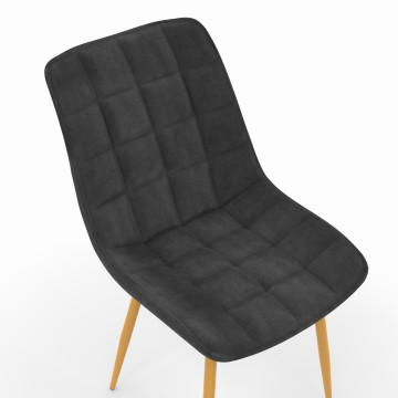 Chaises Melinda en velours mix de couleurs (bleu, gris clair, gris foncé et jaune) et pieds dorés - lot de 4