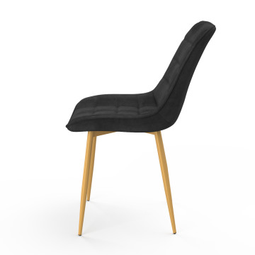 Chaises Melinda en velours mix de couleurs (bleu, gris clair, gris foncé et jaune) et pieds dorés - lot de 4