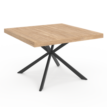 Table à manger carrée Soline bois et noir 120cm