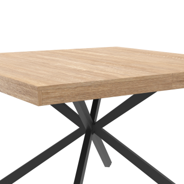 Table à manger carrée Soline bois et noir 120cm