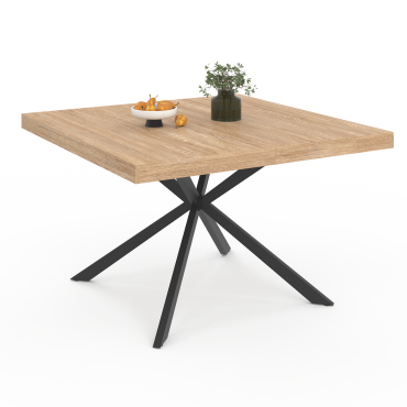 Table à manger carrée Soline bois et noir 120cm