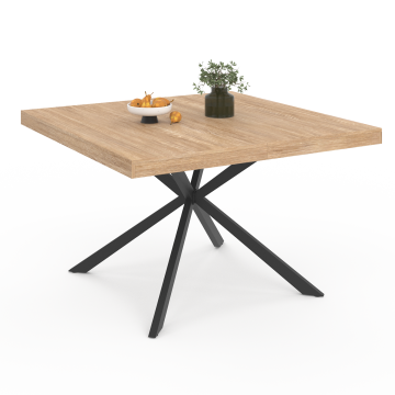 Table à manger carrée Soline bois et noir 120cm