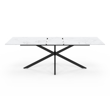 Table à manger extensible Spider effet marbre blanc et noir 200-240cm