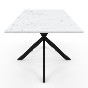 Table à manger extensible Spider effet marbre blanc et noir 200-240cm