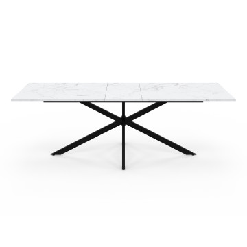 Table à manger extensible Spider effet marbre blanc et noir 200-240cm