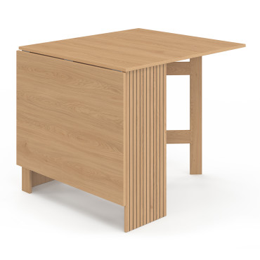 Table à manger dépliable Faustine avec rangement intégré bois et lattes 150cm