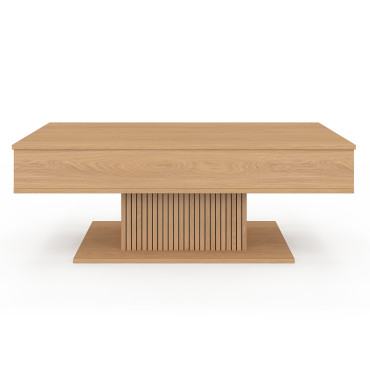 Table basse Tania avec plateau relevable bois et pieds lattes L110cm