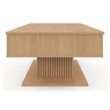 Table basse Tania avec plateau relevable bois et pieds lattes L110cm