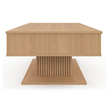 Table basse Tania avec plateau relevable bois et pieds lattes L110cm