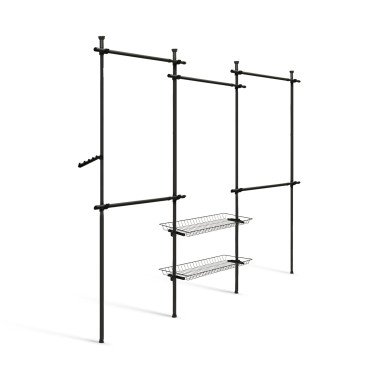 Penderie télescopique double avec rangements intégrés H278cm