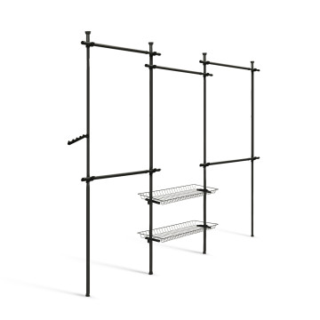 Penderie télescopique double avec rangements intégrés H278cm