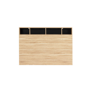 Tête de lit Léo bois et noire avec rangements 145cm