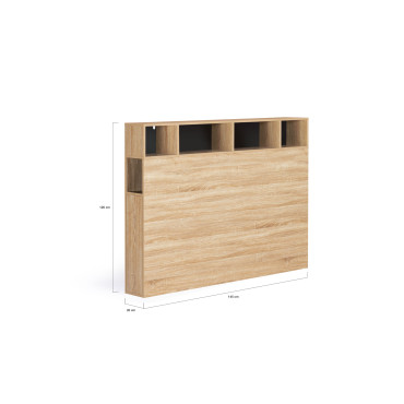Tête de lit Léo bois et noire avec rangements 145cm
