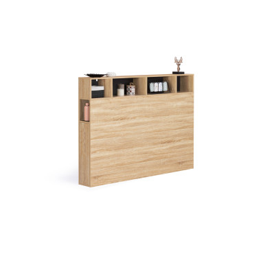Tête de lit Léo bois et noire avec rangements 145cm