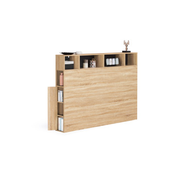 Tête de lit Léo bois et noire avec rangements 145cm