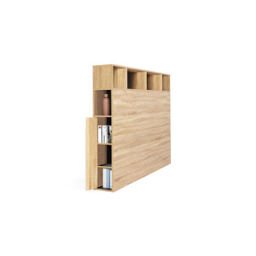 Tête de lit Léo bois et noire avec rangements 145cm