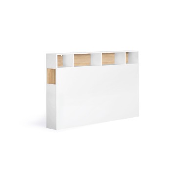 Tête de lit Léo bois et blanche avec rangements 165cm