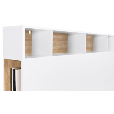 Tête de lit Léo bois et blanche avec rangements 165cm