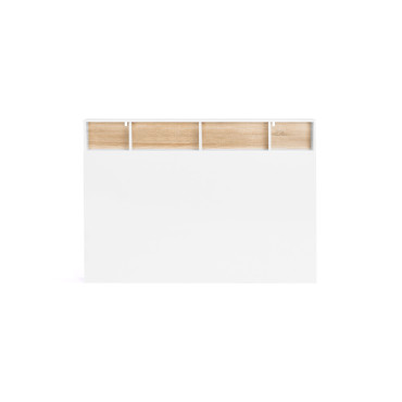 Tête de lit Léo bois et blanche avec rangements 165cm
