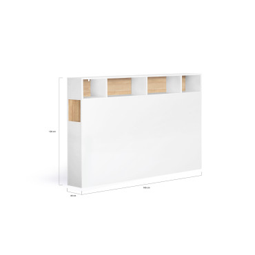 Tête de lit Léo bois et blanche avec rangements 165cm