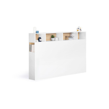 Tête de lit Léo bois et blanche avec rangements 165cm