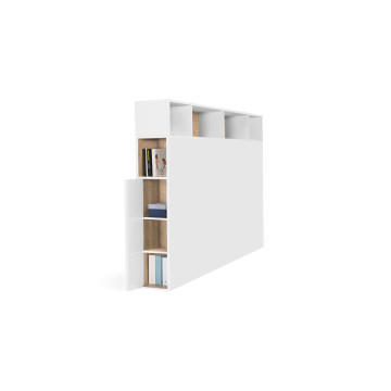 Tête de lit Léo bois et blanche avec rangements 165cm