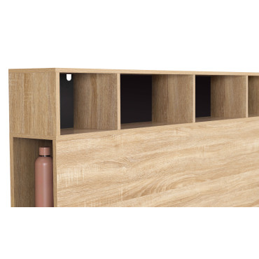 Tête de lit Léo bois et noire avec rangements 165 cm