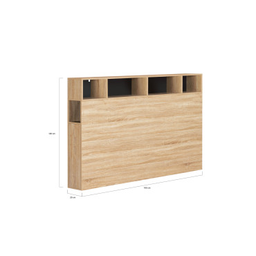 Tête de lit Léo bois et noire avec rangements 165 cm