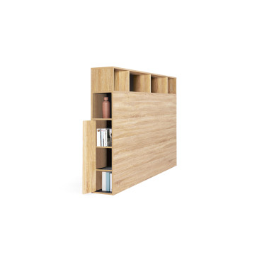 Tête de lit Léo bois et noire avec rangements 165 cm