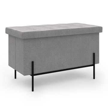 Banc coffre avec pieds noirs Loan en tissu gris 76cm