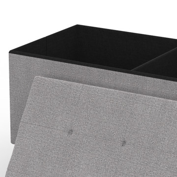 Banc coffre avec pieds noirs Loan en tissu gris 76cm