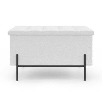 Banc coffre Loan en bouclette blanche et pieds noirs 76cm