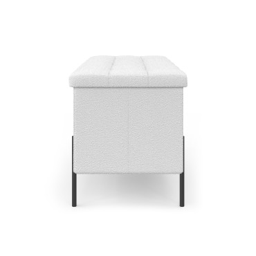 Banc coffre Loan en bouclette blanche et pieds noirs 76cm