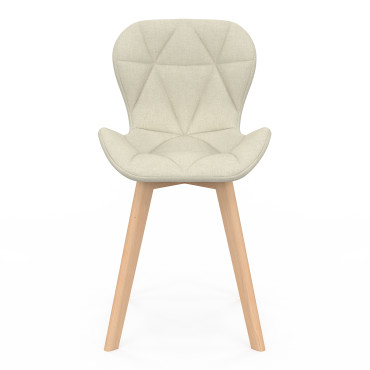 Chaises Gatsby en tissu beige et pieds bois - lot de 6