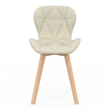 Chaises Gatsby en tissu beige et pieds bois - lot de 6