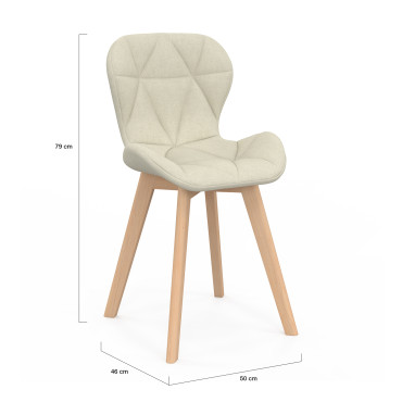 Chaises Gatsby en tissu beige et pieds bois - lot de 6
