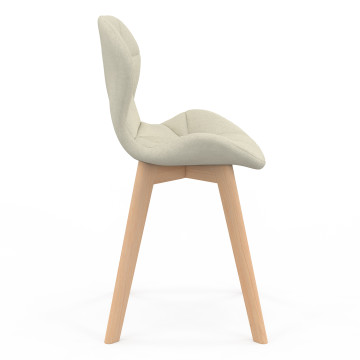 Chaises Gatsby en tissu beige et pieds bois - lot de 6