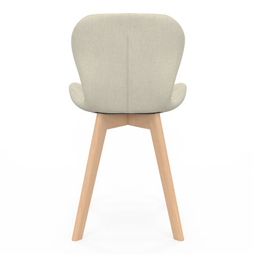 Chaises Gatsby en tissu beige et pieds bois - lot de 6