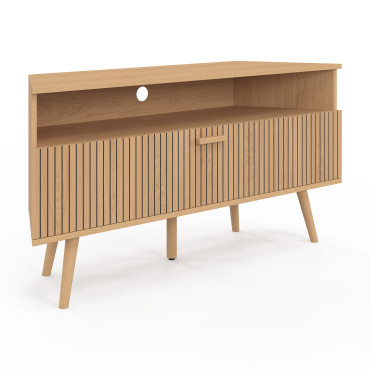 Meuble TV d'angle Faustine effet lattes L110cm