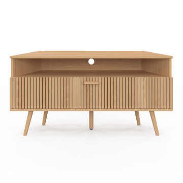Meuble TV d'angle Faustine effet lattes L110cm