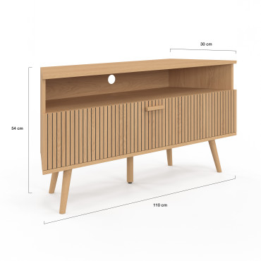 Meuble TV d'angle Faustine effet lattes L110cm