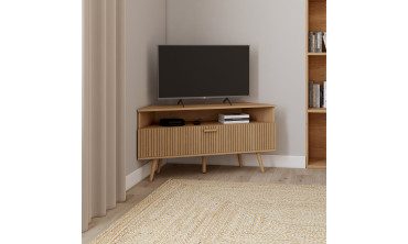 Meuble TV d'angle Faustine effet lattes L110cm