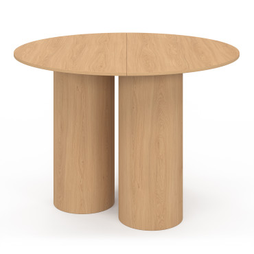 Table à manger ronde Olympia bois pieds pylône Ø110cm