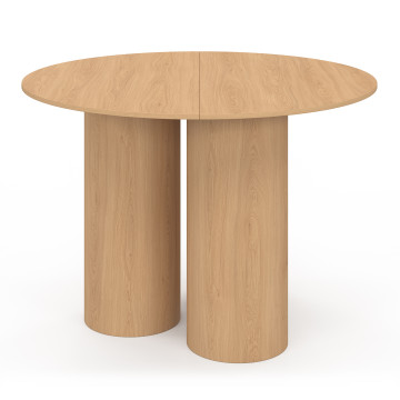 Table à manger ronde Olympia bois pieds pylône Ø110cm