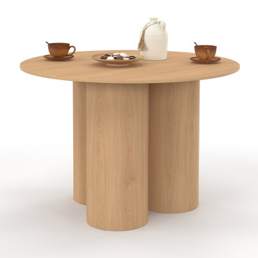 Table à manger ronde Olympia bois pieds pylône Ø110cm