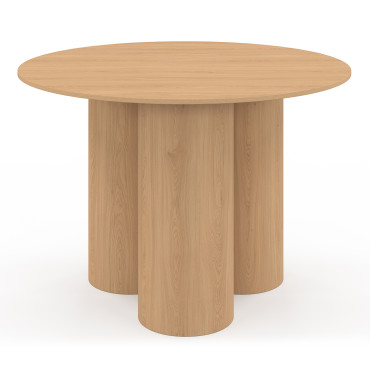 Table à manger ronde Olympia bois pieds pylône Ø110cm