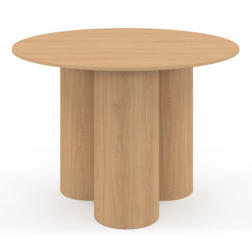 Table à manger ronde Olympia bois pieds pylône Ø110cm